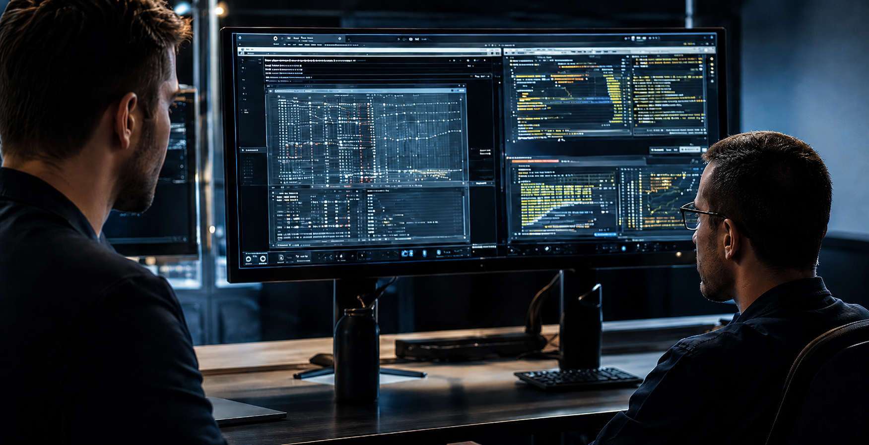 Operations team monitoring enterprise software dashboards